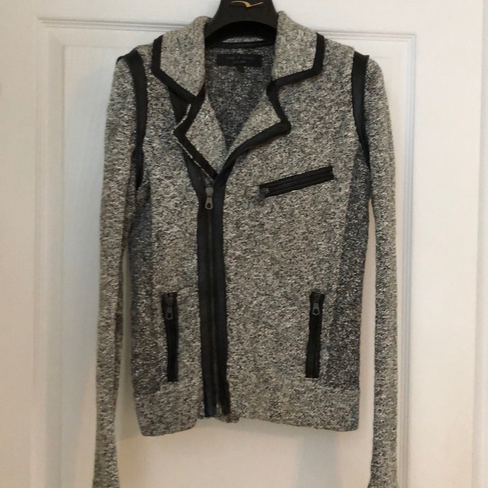 Rag and Bone Leather trimmed Boucle Jacket